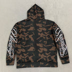 New Spring and Autumn Street Zipper Classic Camouflage Hoodie Sweatshirt Letter Printed Retro Hip Hop Casual
