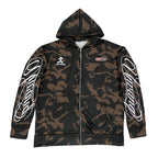 New Spring and Autumn Street Zipper Classic Camouflage Hoodie Sweatshirt Letter Printed Retro Hip Hop Casual