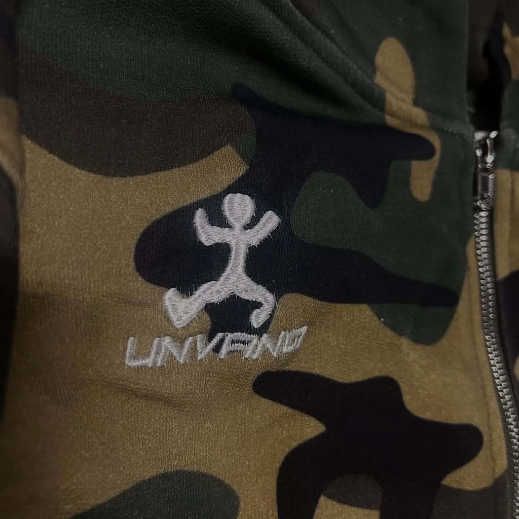 New Spring and Autumn Street Zipper Classic Camouflage Hoodie Sweatshirt Letter Printed Retro Hip Hop Casual